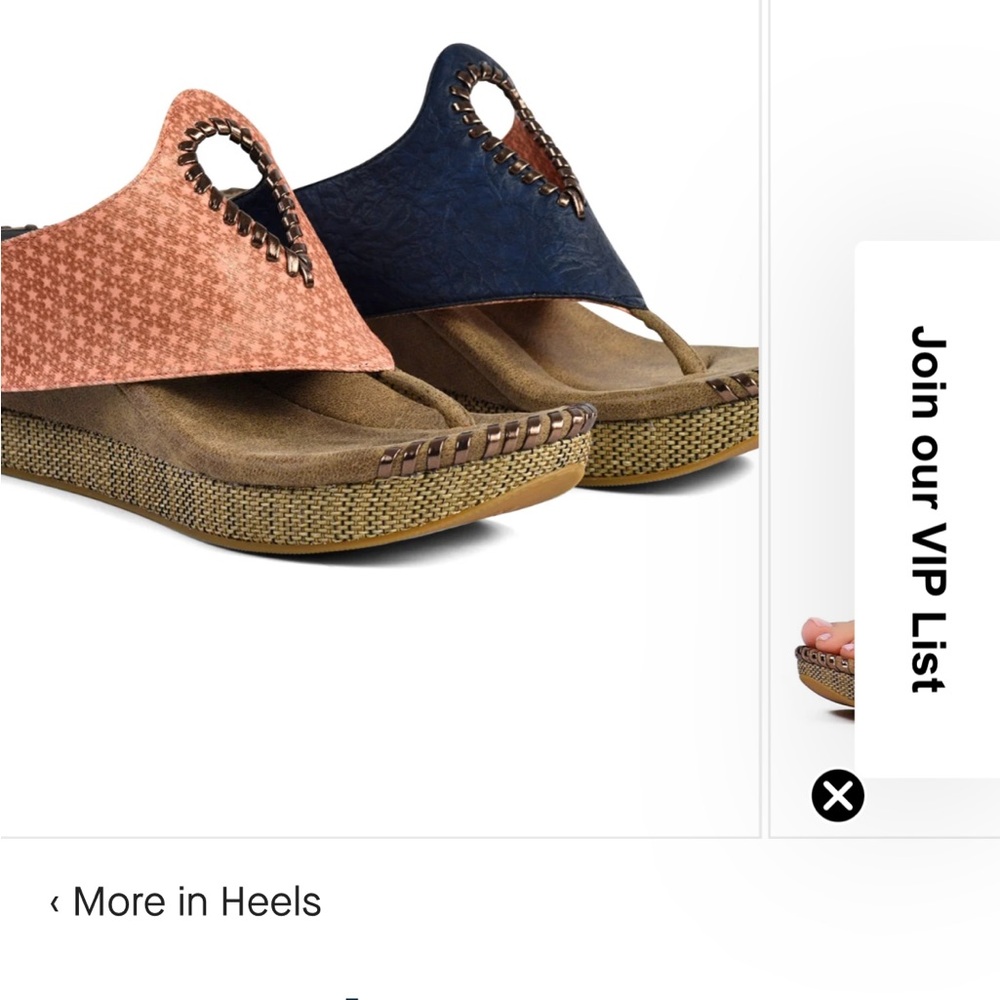 Modzori Lucia wedge reversible sandals in Navy/orange pattern. Never worn.
